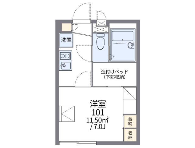 レオパレス牛田南(1K/2階)の間取り写真