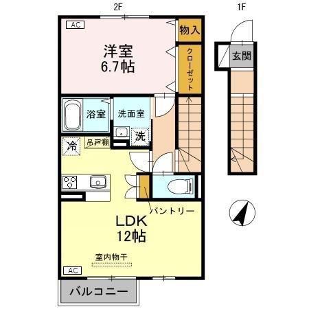 グランジュテ(1LDK/2階)の間取り写真