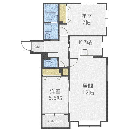 フォンテーヌ元町(2LDK/3階)の間取り写真