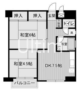 東寺ハイム(2LDK/7階)の間取り写真
