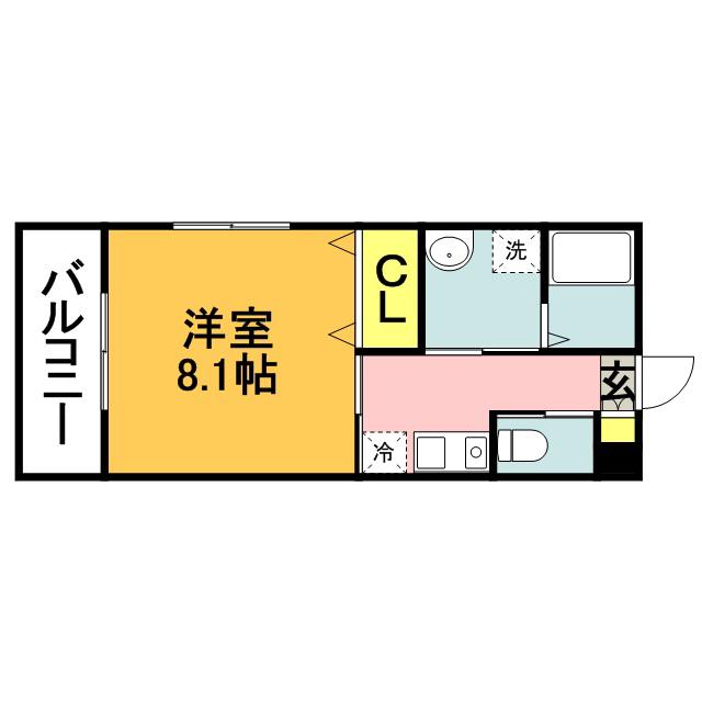 ルミナス花見(1K/2階)の間取り写真
