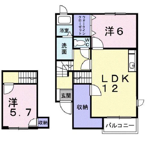 リュミエールC(2LDK/2階)の間取り写真