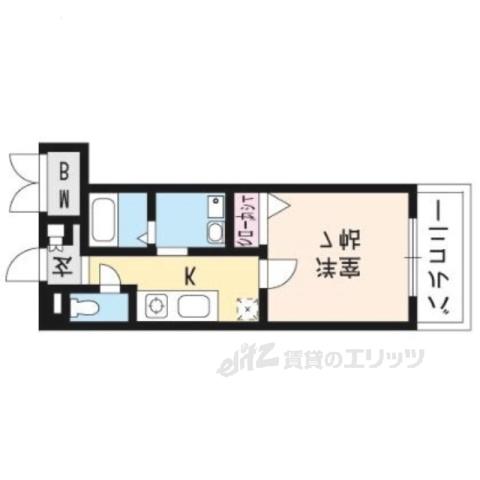 ベルヴィ大津(1K/1階)の間取り写真