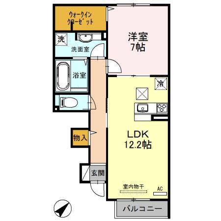 ヴィスタリアオスト(1LDK/1階)の間取り写真
