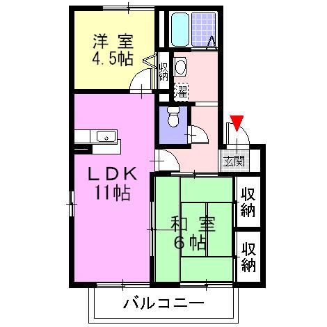 バリュージュ開成(2LDK/2階)の間取り写真