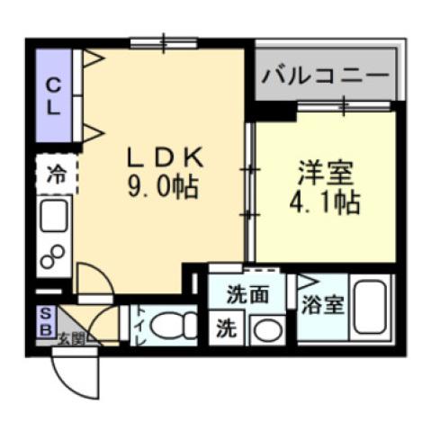 グランシェード川入(1LDK/3階)の間取り写真