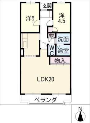 クレール桜田(2LDK/4階)の間取り写真