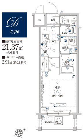 LEA横濱ウエストステージ(1K/7階)の間取り写真