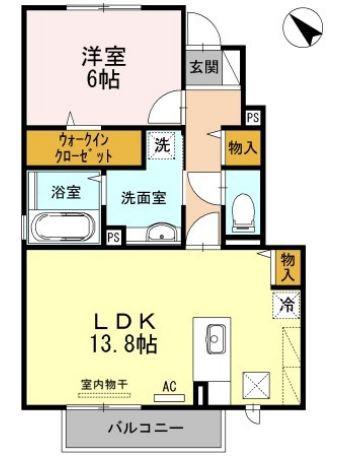 ファーデン・ハウス(1LDK/1階)の間取り写真