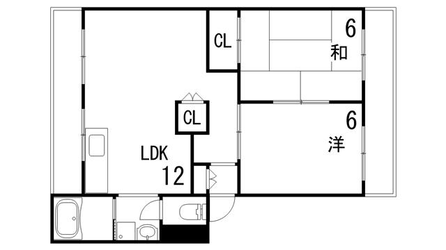 芦屋東山プリンス(2LDK/4階)の間取り写真
