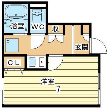 プランドール(1K/1階)の間取り写真