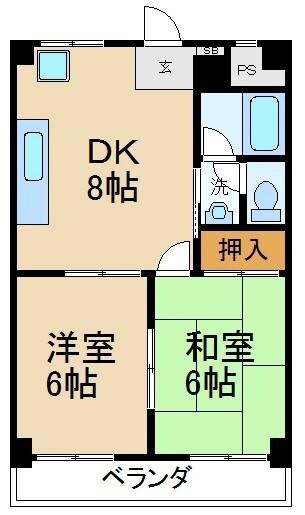 川口マンション(2DK/1階)の間取り写真