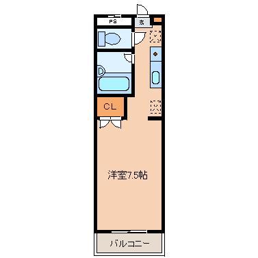 グレイス参番館(1K/4階)の間取り写真