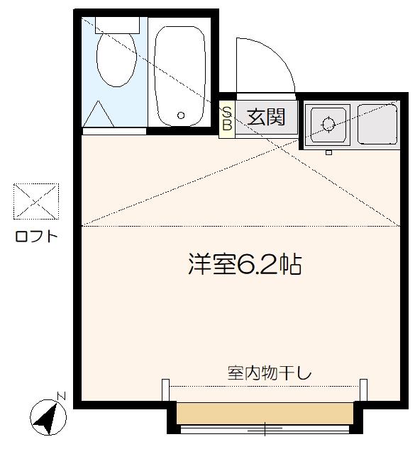ルーブル弐番館(ワンルーム/1階)の間取り写真