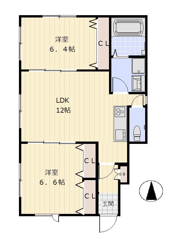 ミガナル代々木上原(2LDK/1階)の間取り写真