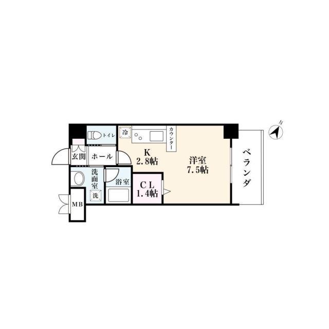 ベリータ大財(ワンルーム/3階)の間取り写真