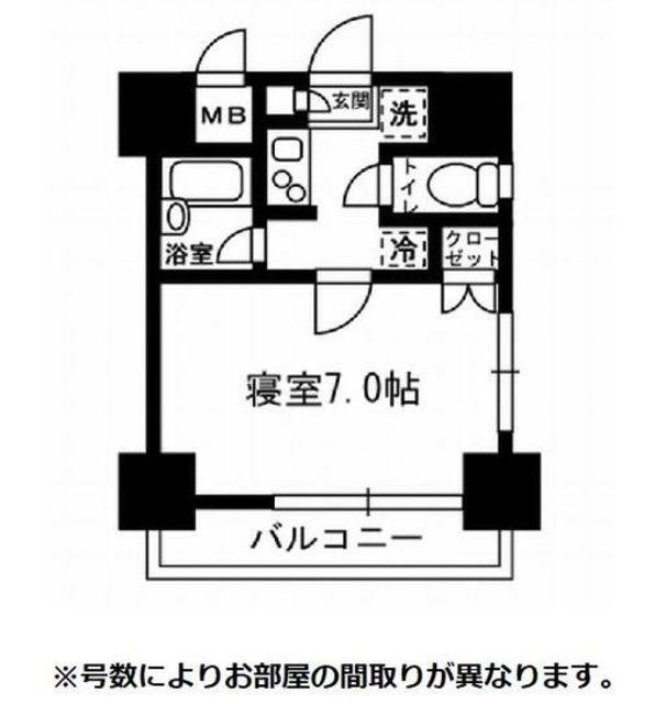 レジディア月島III 敷無し5(1K/7階)の間取り写真