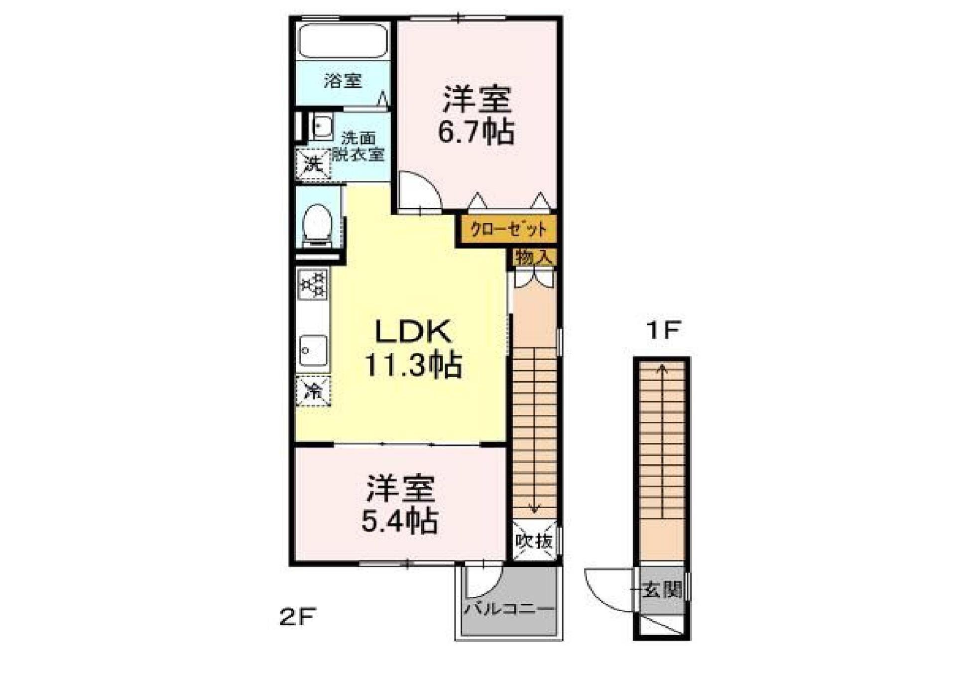 グランヒル八山田(2LDK/2階)の間取り写真