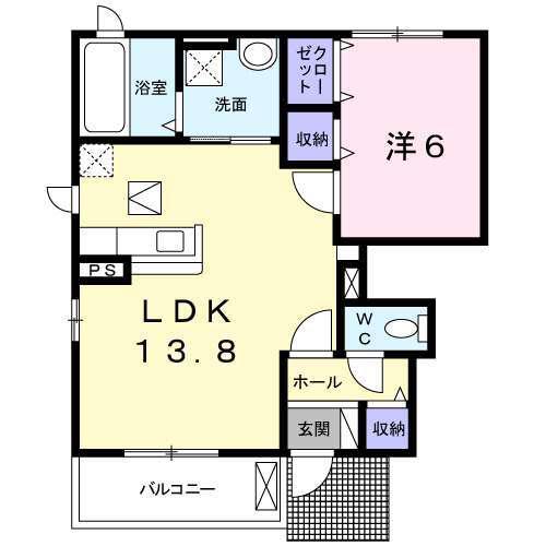マハロ K.S(1LDK/1階)の間取り写真