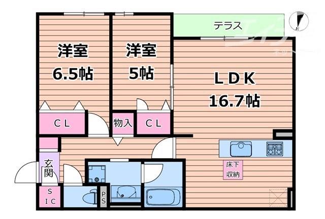 クラシスト瑞光(2LDK/1階)の間取り写真