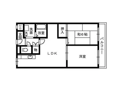 城南マンションII(2LDK/6階)の間取り写真
