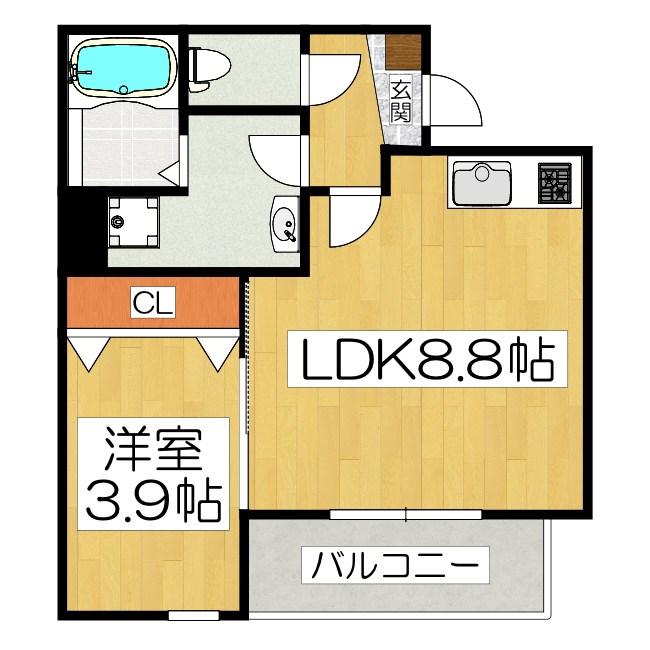 ジーメゾン山科ジュミエ(1LDK/2階)の間取り写真
