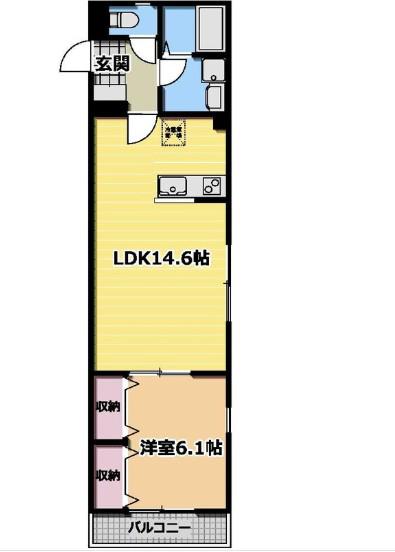 ロイヤルヒロイ(1LDK/2階)の間取り写真