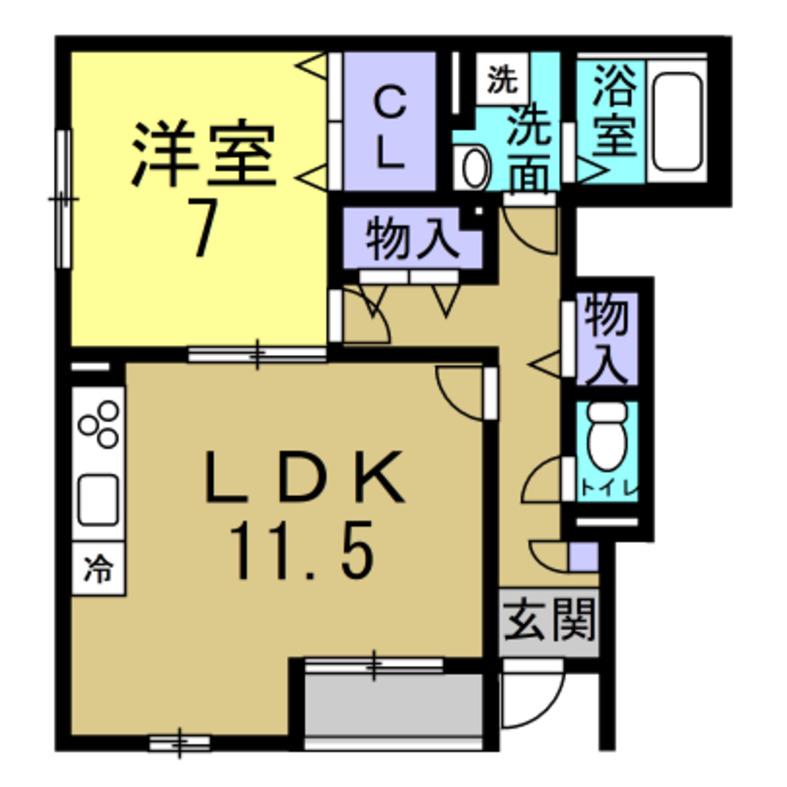 リーブル吉川3(1LDK/1階)の間取り写真