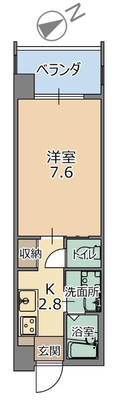トーマス宇茂佐の森II(1K/6階)の間取り写真