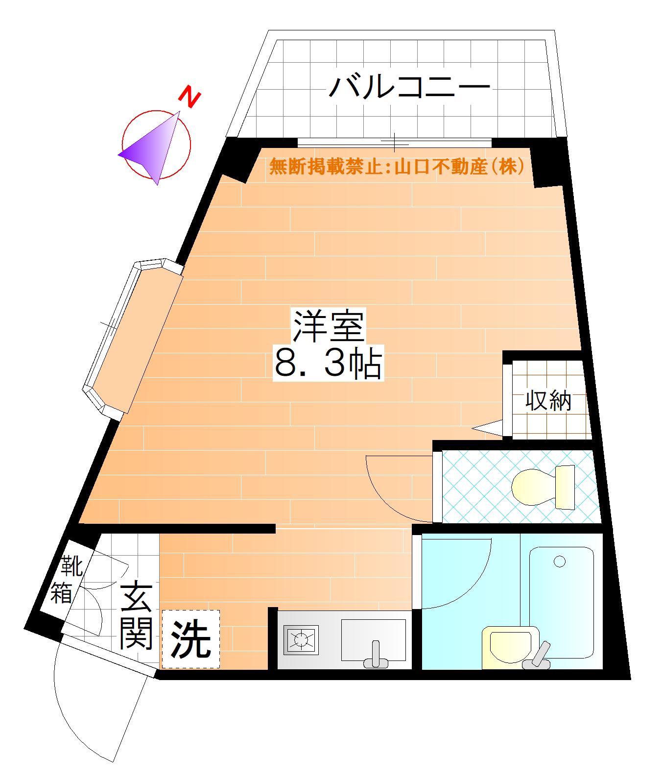 イースト旭が丘(1K/2階)の間取り写真