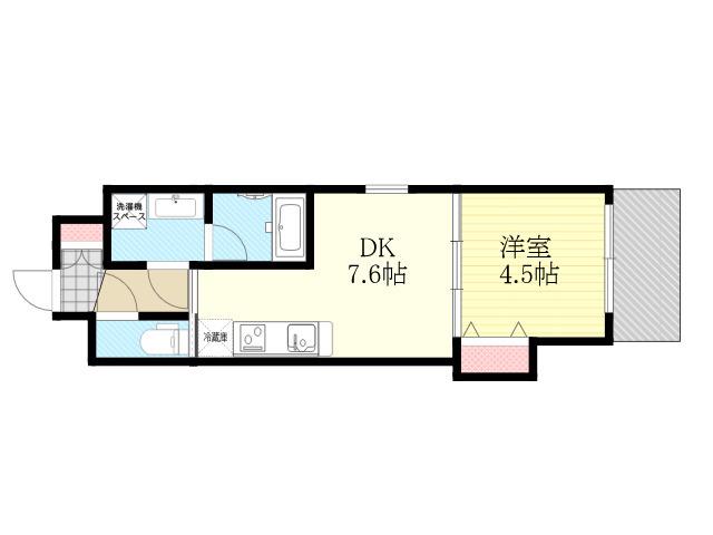 ルクレ新大阪レジデンス(1DK/7階)の間取り写真