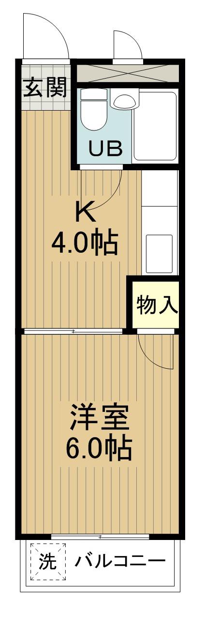シャレーミウラ(1K/2階)の間取り写真
