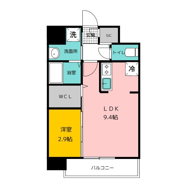 エンクレスト天神LARK(1LDK/8階)の間取り写真