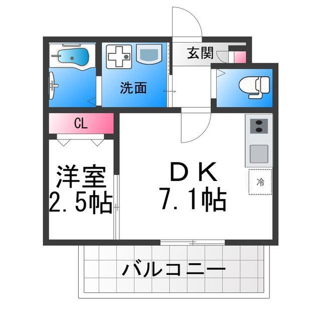 大浜北町シーエム・シス(1DK/3階)の間取り写真