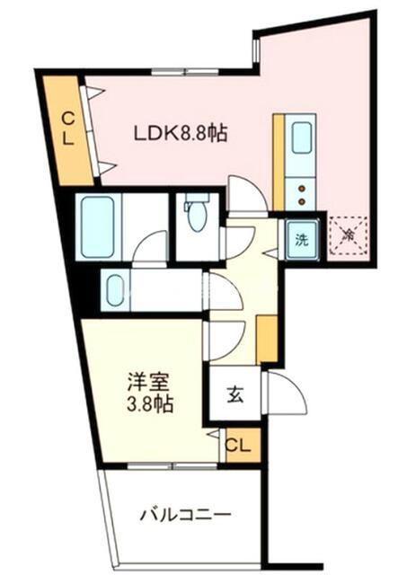 ホープカーサ川崎(1LDK/5階)の間取り写真