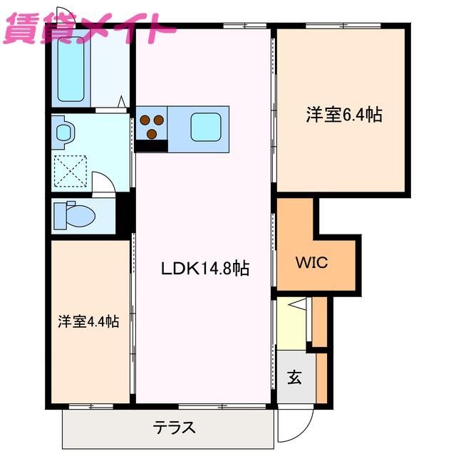 サンセール A棟(2LDK/1階)の間取り写真