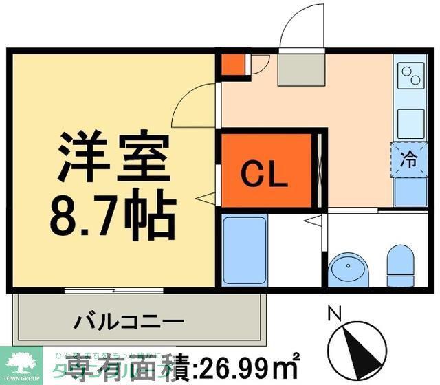 リシェス南流山(1K/2階)の間取り写真