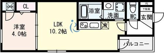 GRANDE MAISON南巽(1LDK/2階)の間取り写真