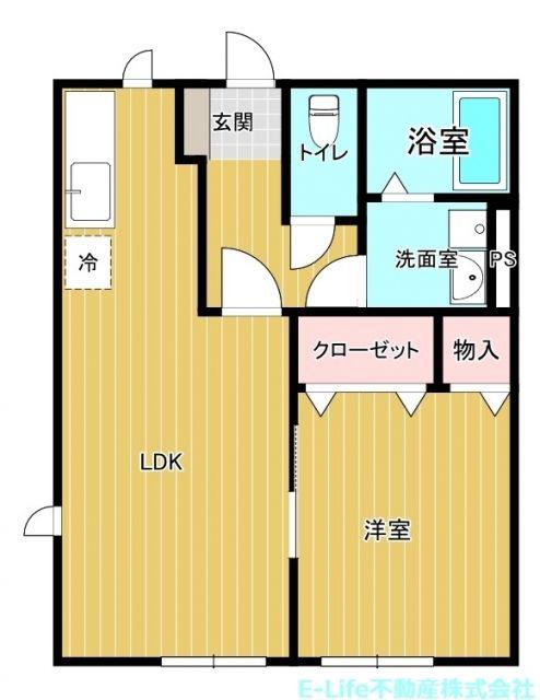 フラットスクエア(1LDK/2階)の間取り写真
