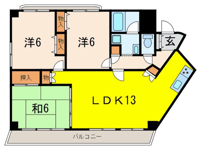 ソワ宝塚(3LDK/5階)の間取り写真