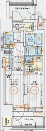 エステムコート名古屋鶴舞IIレアーヴ(1DK/2階)の間取り写真