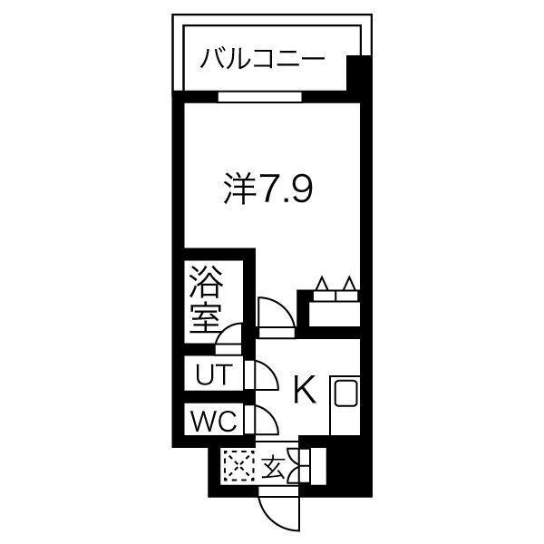 スプランディッド難波(1K/4階)の間取り写真