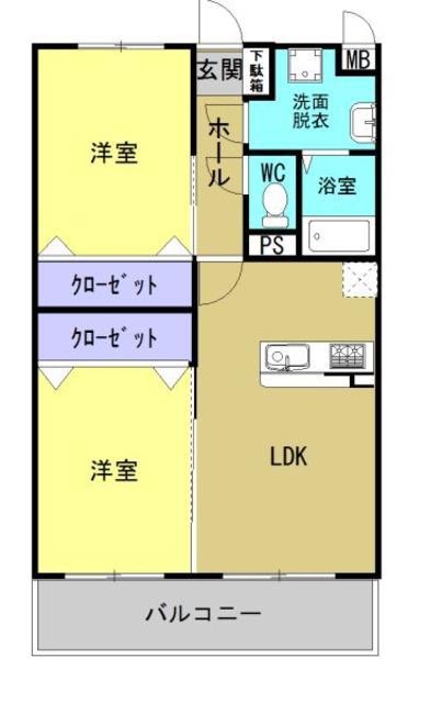 ユーミースマイルI(2LDK/3階)の間取り写真