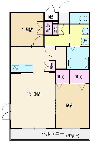ヴィータフェリーチェIII(2LDK/1階)の間取り写真