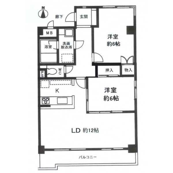 CASA BELLA(2LDK/2階)の間取り写真