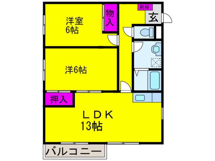 シャルマン上II番館(2LDK/2階)の間取り写真