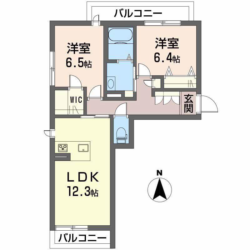 レフィナード桑原(2LDK/3階)の間取り写真
