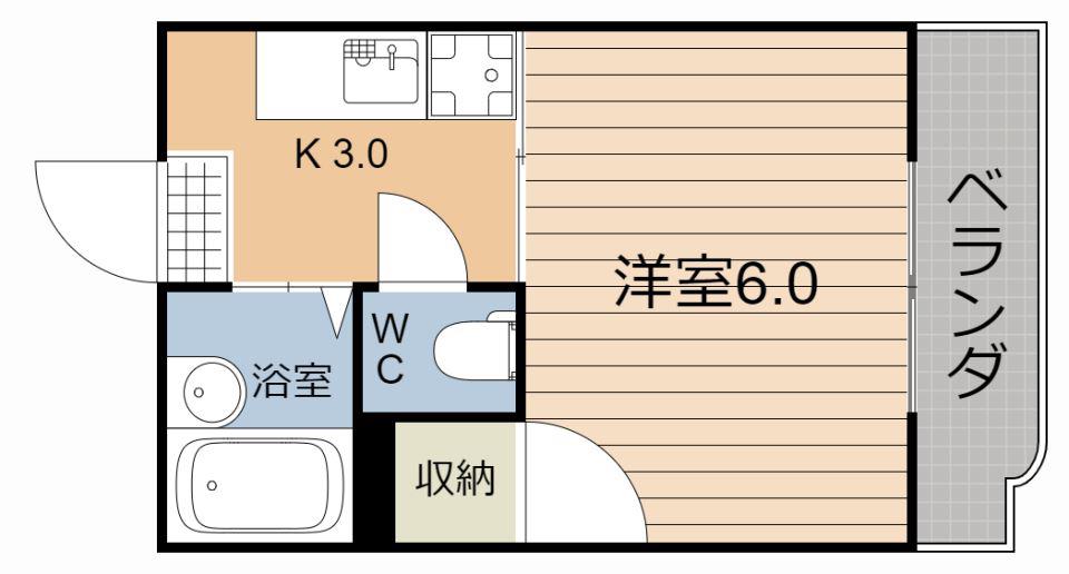 アルルコーポ紫原(1K/2階)の間取り写真