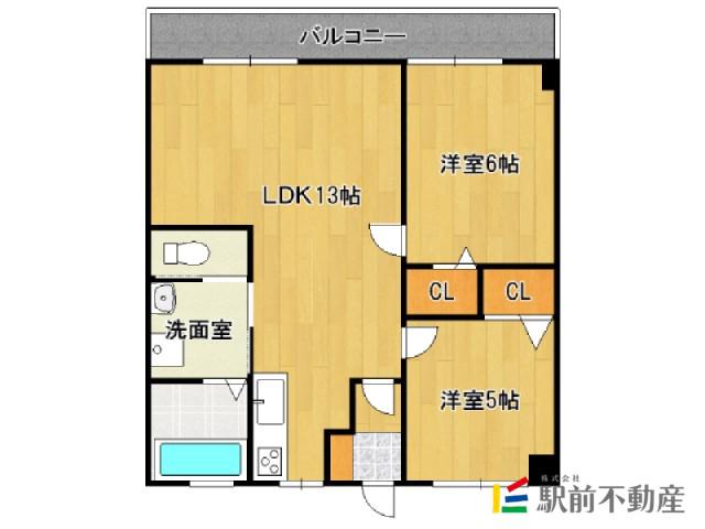 組坂ビルNO.8(2LDK/2階)の間取り写真