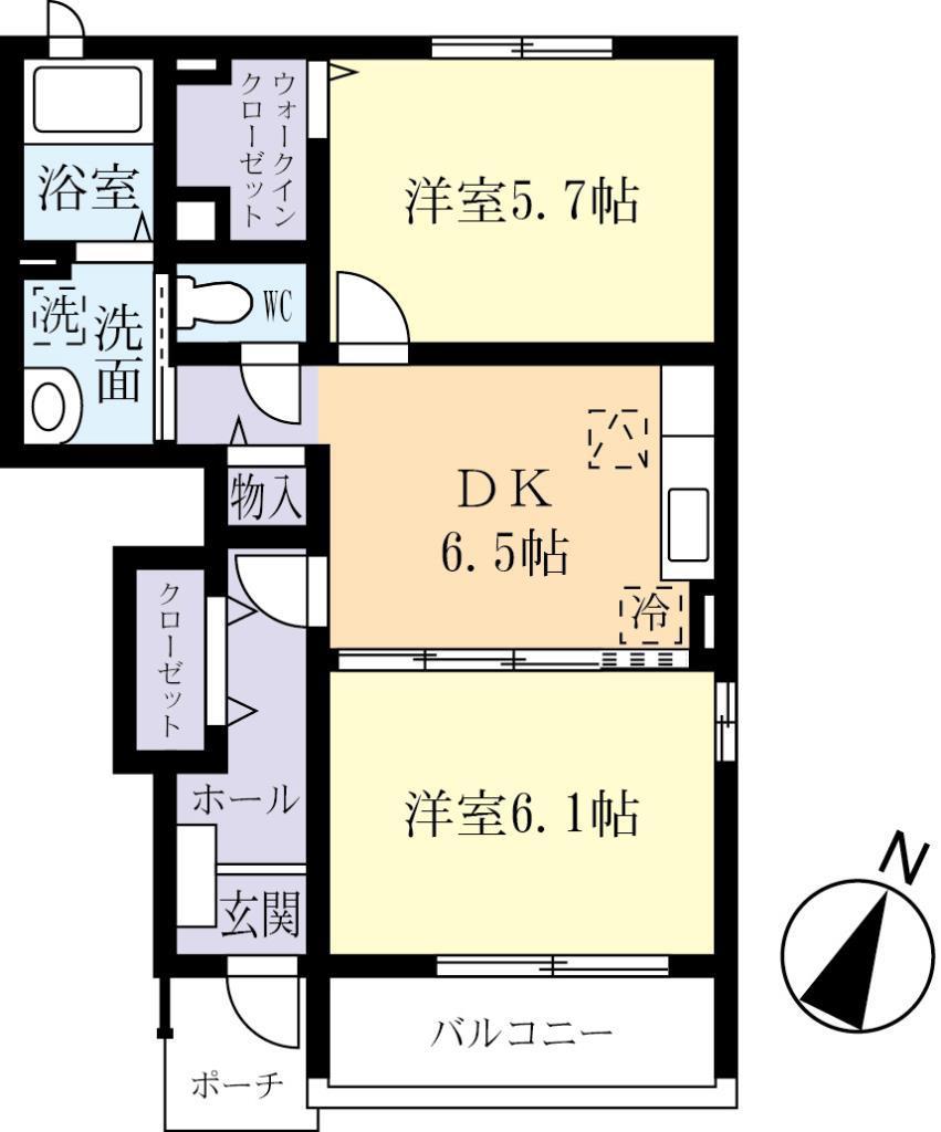 WHITE HOUSE B(2DK/1階)の間取り写真